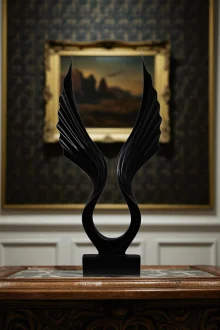 Soyut Melek Kanat Heykeli - Siyah