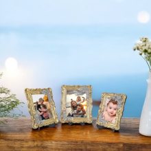 Üçlü Dekoratif Polyester Fotoğraf Çerçeveleri - Altın