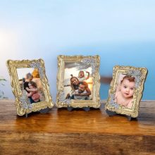 Üçlü Dekoratif Polyester Fotoğraf Çerçeveleri - Altın - Görsel 2