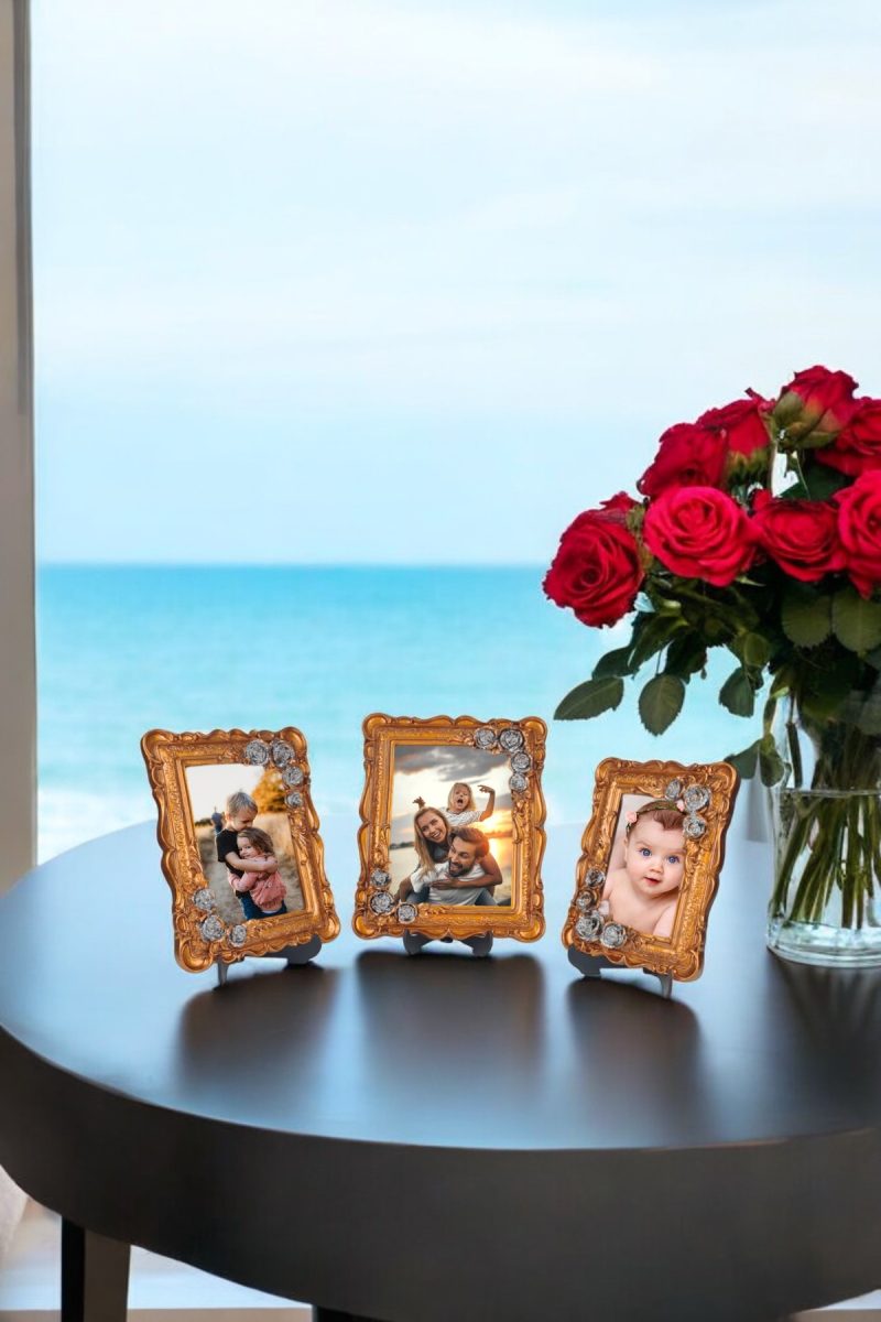 Üçlü Dekoratif Polyester Fotoğraf Çerçeveleri - Bronz