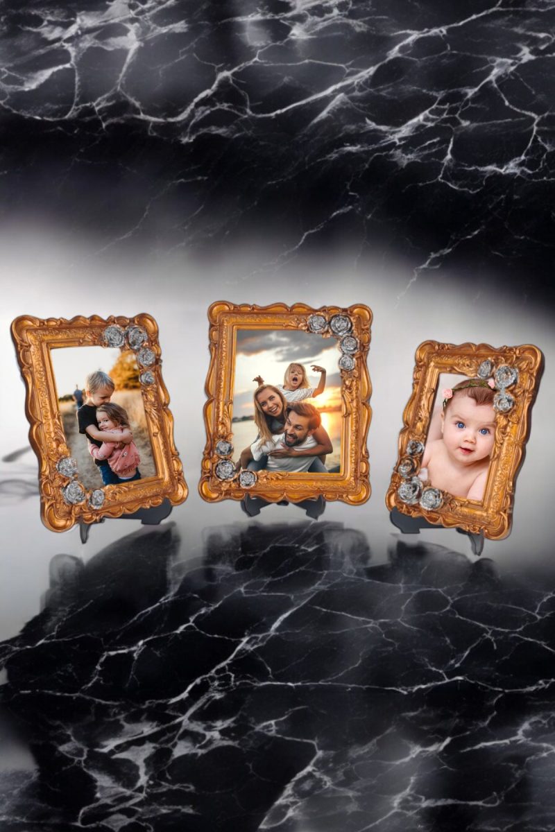 Üçlü Dekoratif Polyester Fotoğraf Çerçeveleri - Bronz - Görsel 2