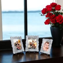 Üçlü Dekoratif Polyester Fotoğraf Çerçeveleri - Gümüş
