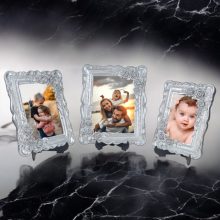 Üçlü Dekoratif Polyester Fotoğraf Çerçeveleri - Gümüş - Görsel 2