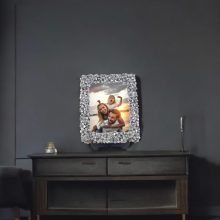 Yonca Desenli Polyester Fotoğraf Çerçevesi - Gümüş
