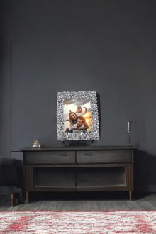 Yonca Desenli Polyester Fotoğraf Çerçevesi - Gümüş