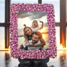 Yonca Desenli Polyester Fotoğraf Çerçevesi - Mor