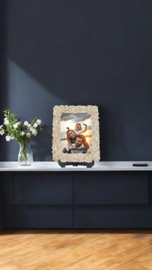 Yonca Desenli Polyester Fotoğraf Çerçevesi - Sedef